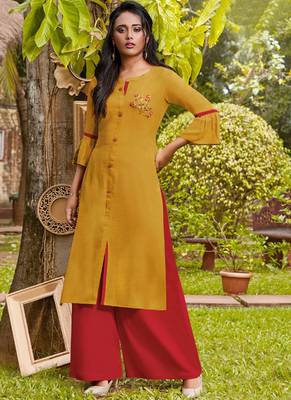 Yellow Rayon Kurtas And Kurtis 1