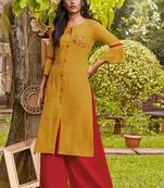 Yellow Rayon Kurtas And Kurtis