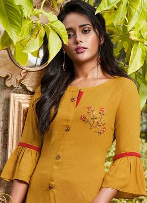 Yellow Rayon Kurtas And Kurtis 2