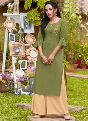 Olive Rayon Kurtas And Kurtis 1