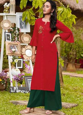 Red Rayon Kurtas And Kurtis 1