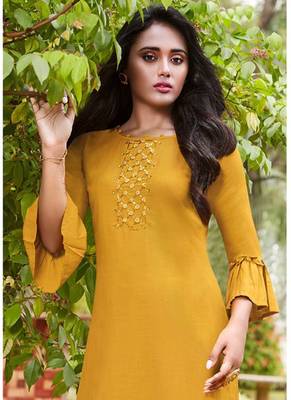 Yellow Rayon Kurtas And Kurtis 2