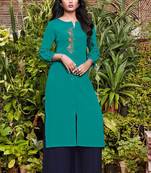 Turquoise Rayon Kurtas And Kurtis
