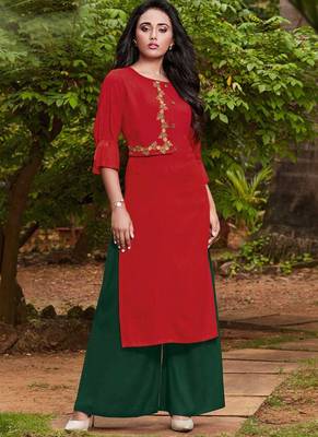 Red Rayon Kurtas And Kurtis 1