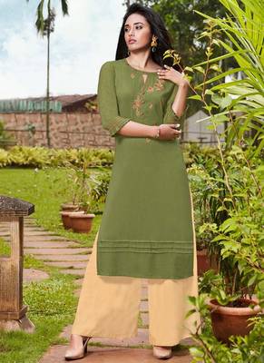 Olive Rayon Kurtas And Kurtis 1