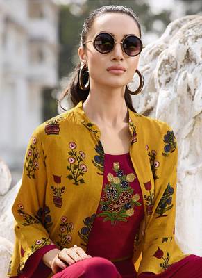 Yellow Rayon Kurtas And Kurtis 4