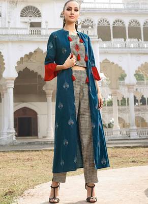 Dark Teal Rayon Kurtas And Kurtis 1