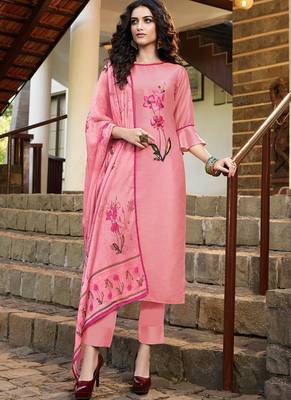 Pink Silk Blend Ethnic Kurtis 1