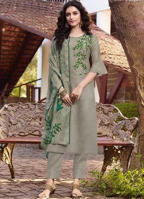 Silver Silk Blend Ethnic Kurtis 1