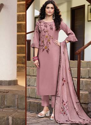 Dark Pink Silk Blend Ethnic Kurtis 1