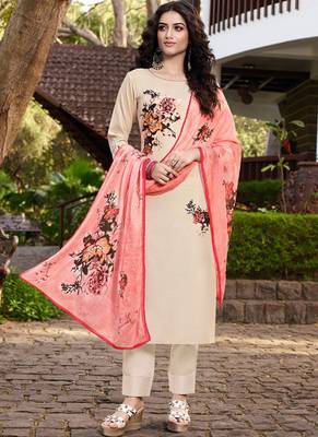 Off White Silk Blend Ethnic Kurtis 1