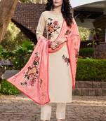 Off White Silk Blend Ethnic Kurtis