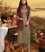 Beige Satin Ethnic Kurtis