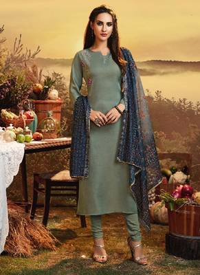 Silver Satin Ethnic Kurtis 1