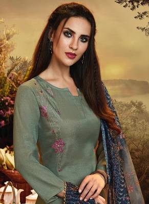 Silver Satin Ethnic Kurtis 2