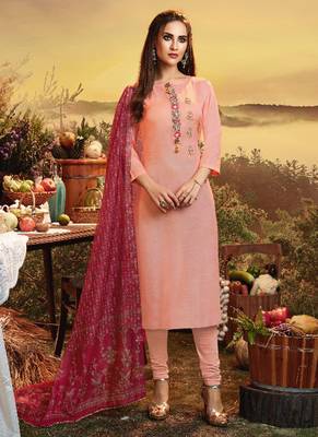Baby Pink Satin Ethnic Kurtis 1