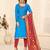 Kimisha Women's Ocean Blue Designer Banarasi Dupatta Cotton Khatli Handwork salwar Suit
