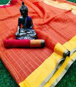 Pink woven organza saree with blouse