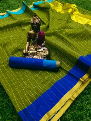 Green woven organza saree with blouse 1