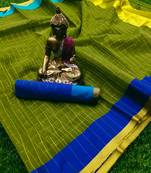 Green woven organza saree with blouse