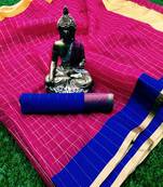 Pink woven organza saree with blouse