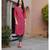 Women's Stiched Cotton A-line Kurti Rani with Grey Stripes