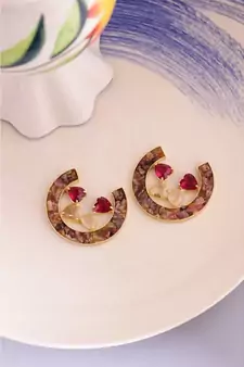 Ruby Gem Crater Earrings