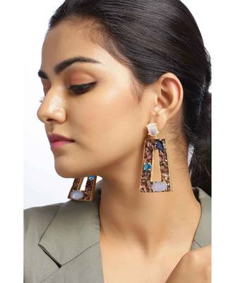 Aquatic Tourmaline Oblong Earrings 1