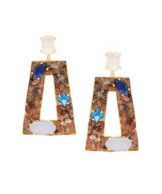 Aquatic Tourmaline Oblong Earrings 2
