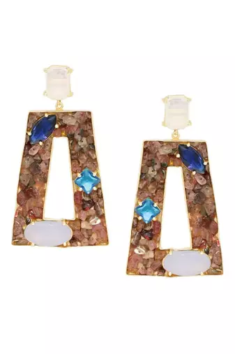 Aquatic Tourmaline Oblong Earrings