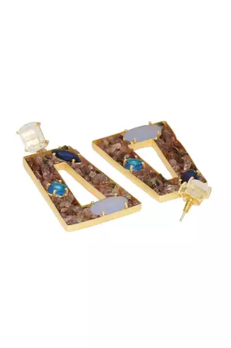 Aquatic Tourmaline Oblong Earrings
