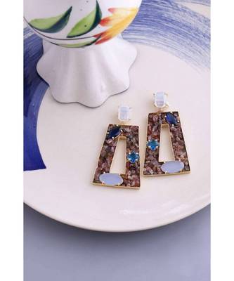 Aquatic Tourmaline Oblong Earrings 4
