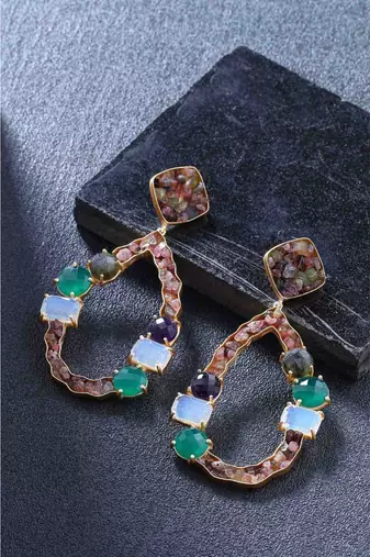 Emerald Tourmaline Droplets Earrings