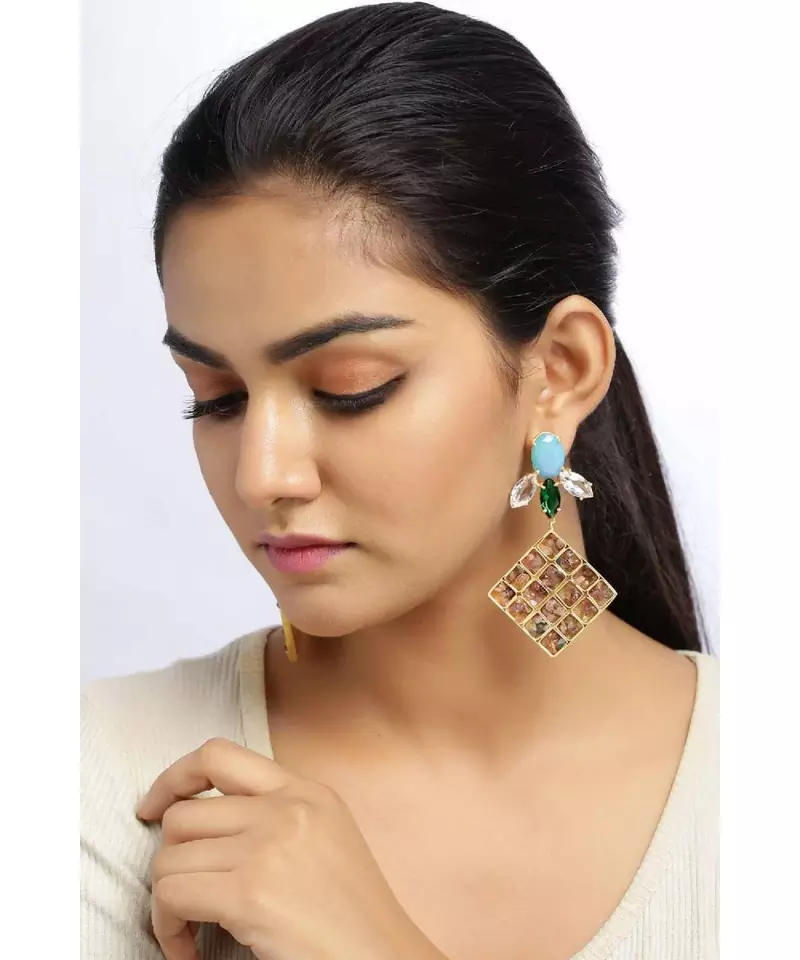 Tourmaline Lattice Ocean earrings
