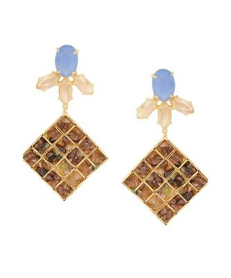 Teal Tourmaline Lattice Earrings 2