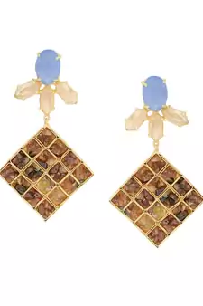 Teal Tourmaline Lattice Earrings