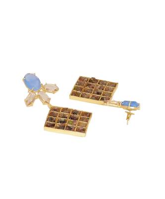 Teal Tourmaline Lattice Earrings 3