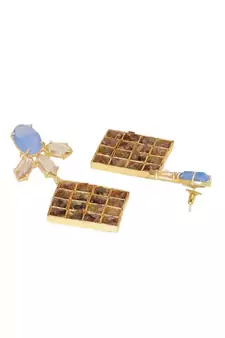 Teal Tourmaline Lattice Earrings