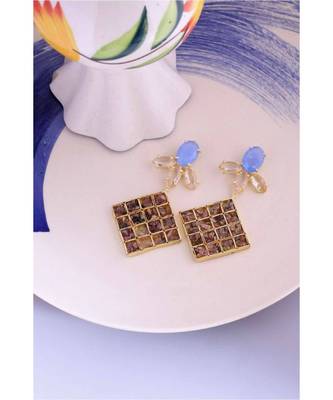 Teal Tourmaline Lattice Earrings 4