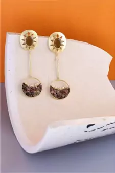 Earthly Beaded Crescent Earrings