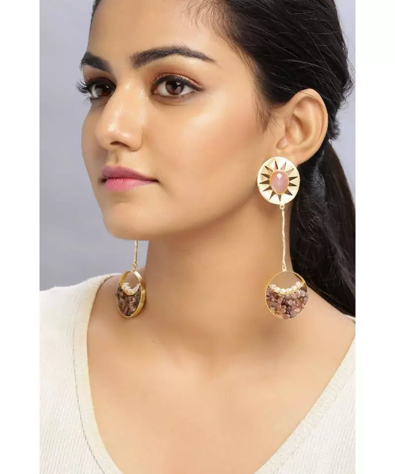 Beaded Crescent Blush earrings