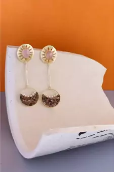Beaded Crescent Blush Earrings