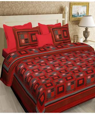 multicolour  printed cotton  double king size bed sheet with  pillow cover 1
