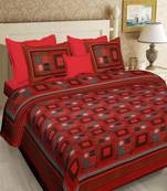 multicolour  printed cotton  double king size bed sheet with  pillow cover