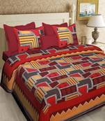 multicolour  printed cotton  double king size bed sheet with  pillow cover