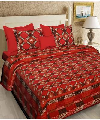 multicolour  printed cotton  double king size bed sheet with  pillow cover 1