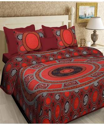 multicolour  printed cotton  double king size bed sheet with  pillow cover 1