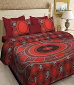 multicolour  printed cotton  double king size bed sheet with  pillow cover