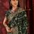 Dark green embroidered silk saree with blouse
