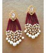 Gorgeous Red Tassel Earring With Kundan
